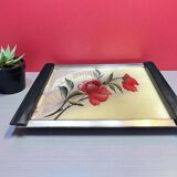 Art Deco, gouache tray under glass, black wood handles, circa 1930