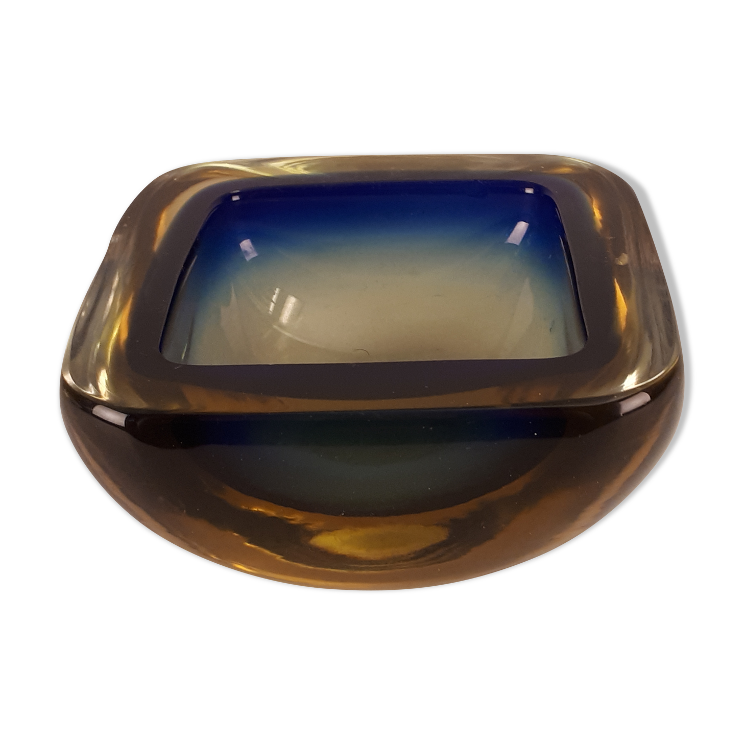 Empty-pocket ashtray glass Murano Sommerso vintage design 1960 1970