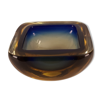 Empty-pocket ashtray glass Murano Sommerso vintage design 1960 1970