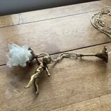 Suspension angelot in gilded bronze regulation – opaline tulip – restored