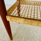 Vintage Danish mid-century teak and rattan coffee table 1960s
