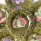 6 Sarreguemines slip plates, green model