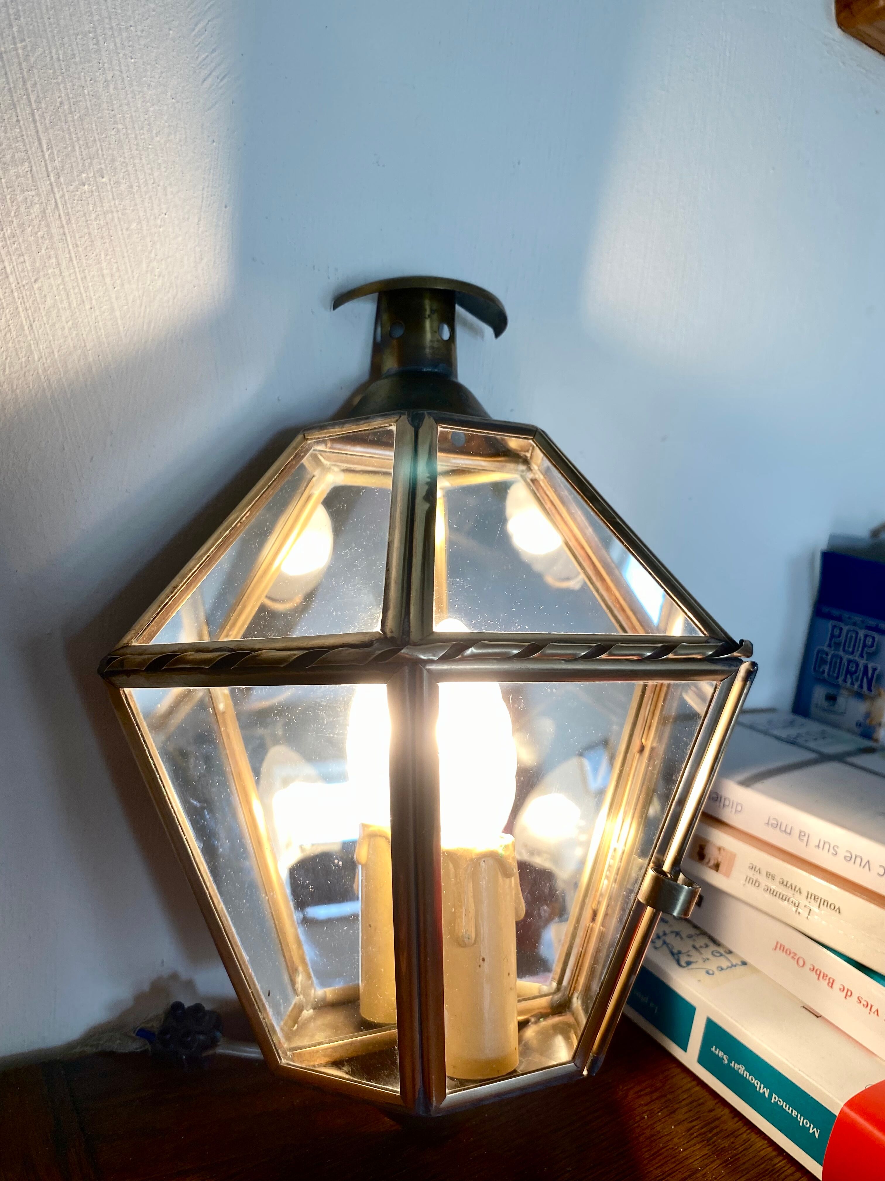 Mirror wall lamp, brass 50s