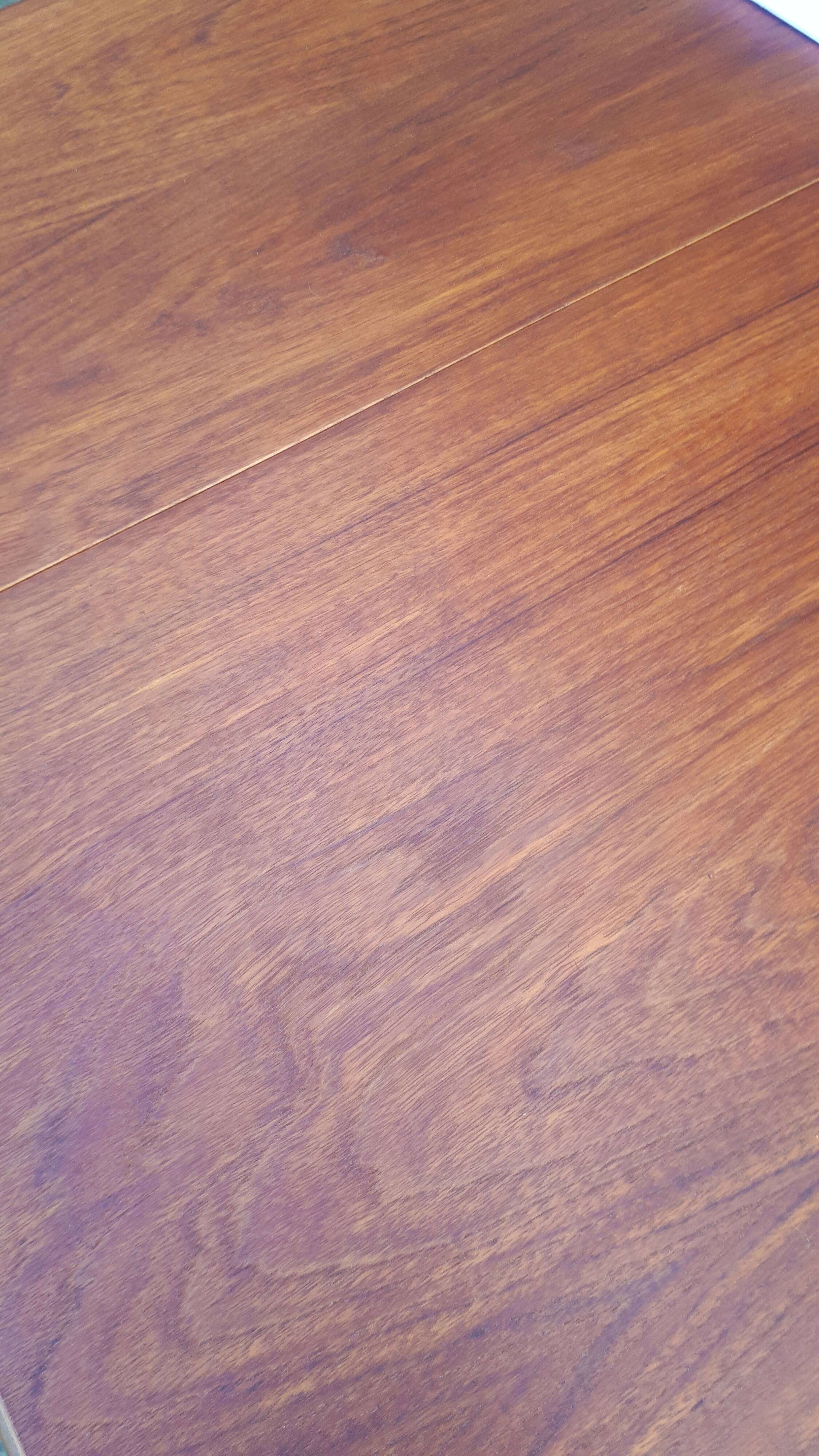 Vintage dining table console desk in teak and exotic wood from the 70s