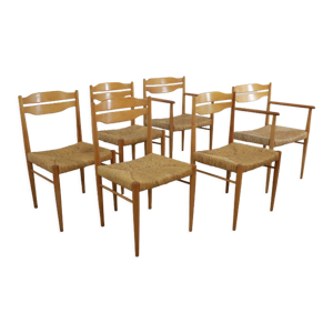 Lot de 6 chaises de salle