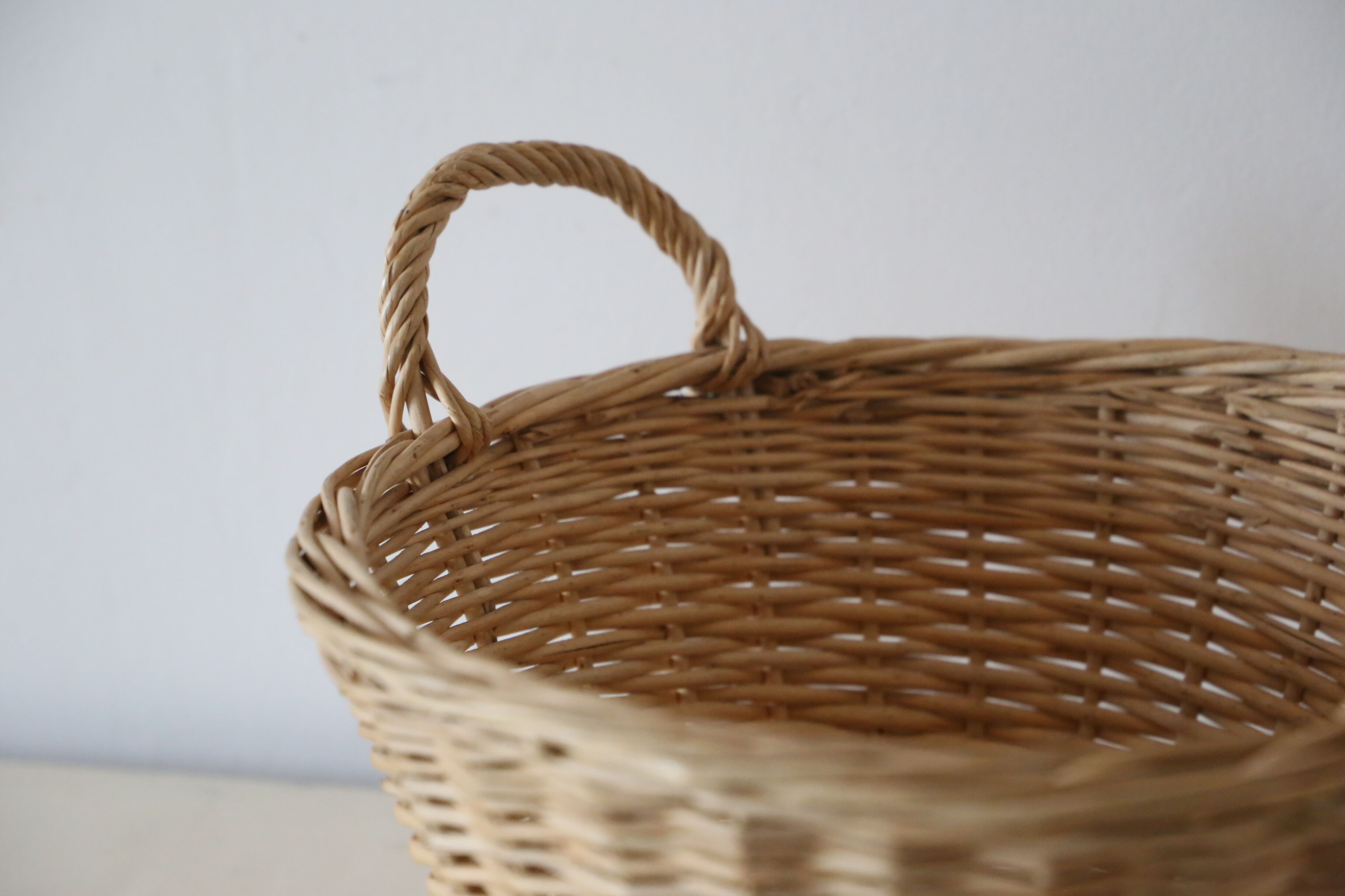 Wicker basket with two handles, vintage, french
