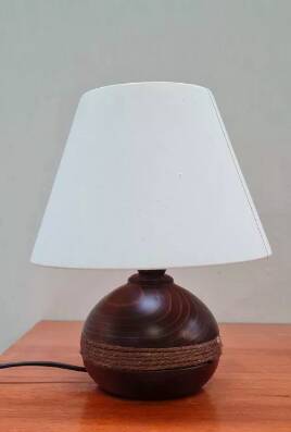 Lampe boule en bois et corde