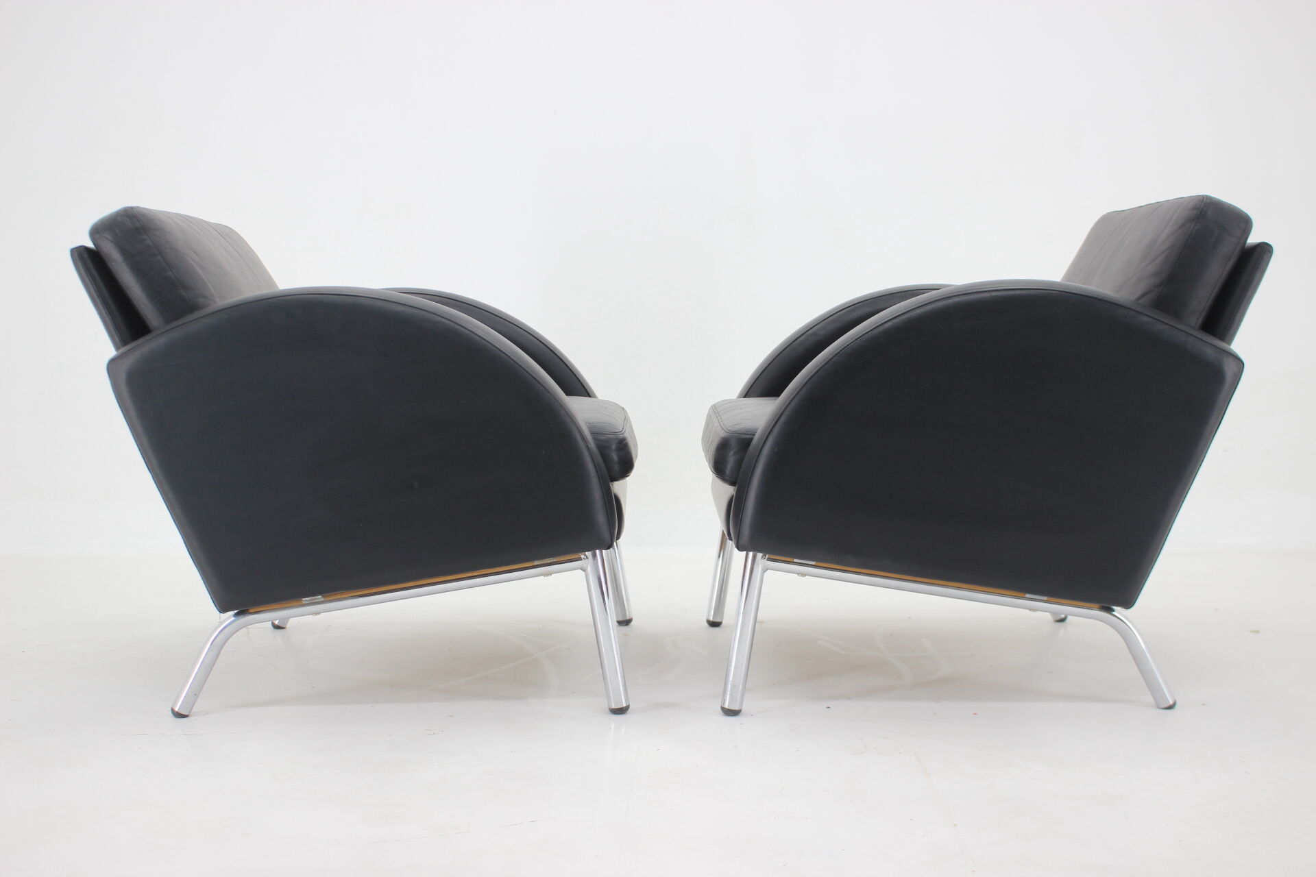 1970s  Pair Of Leather Armchairs ,Czechoslovakia