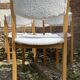 Six vintage 70s Baumann style chairs white buckle fabric