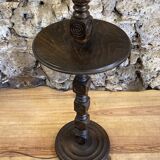 Side table floor lamp in Basque turned wood 50