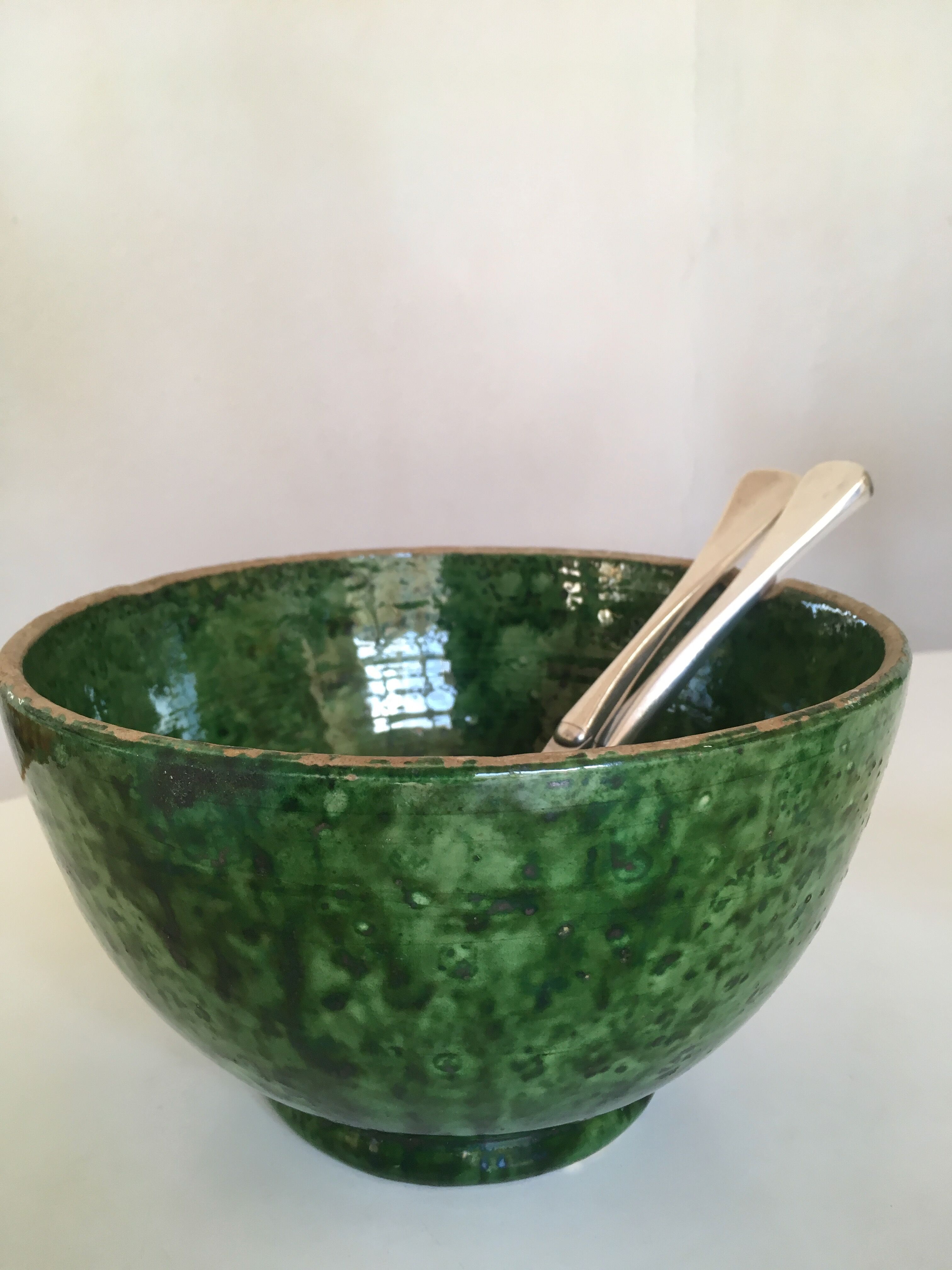 Foucard Jourdan Vallauris green glazed earth bowl 50