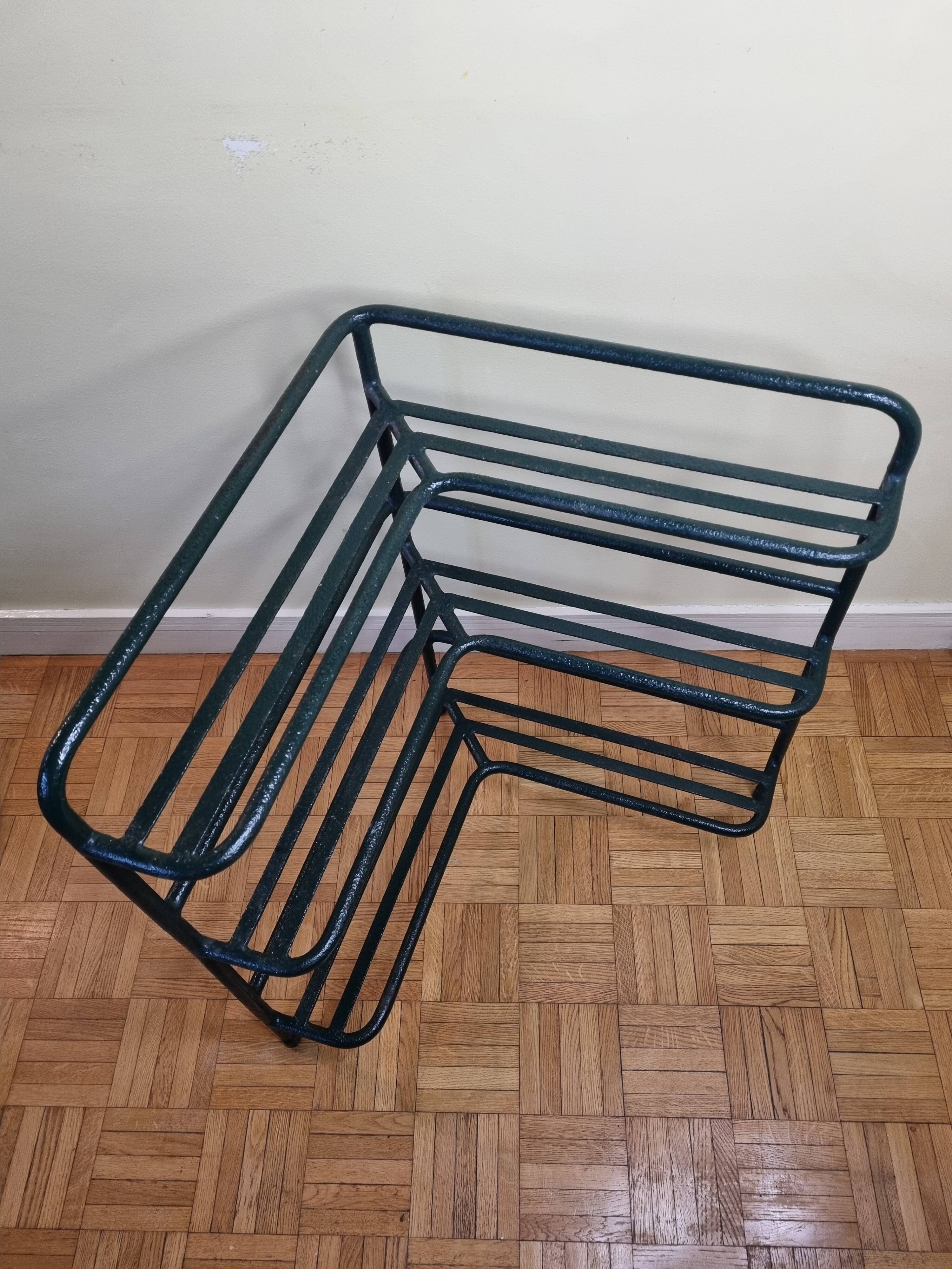 Welded tubular metal corner planter, three-storey, 70 cm