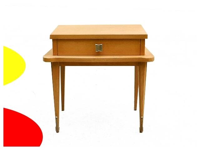 Table de chevet vintage 1950 bois clair