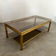 Table basse en laiton et verre fumé design Guy Lefèvre pour la maison Jansen Année 70/80 vintage