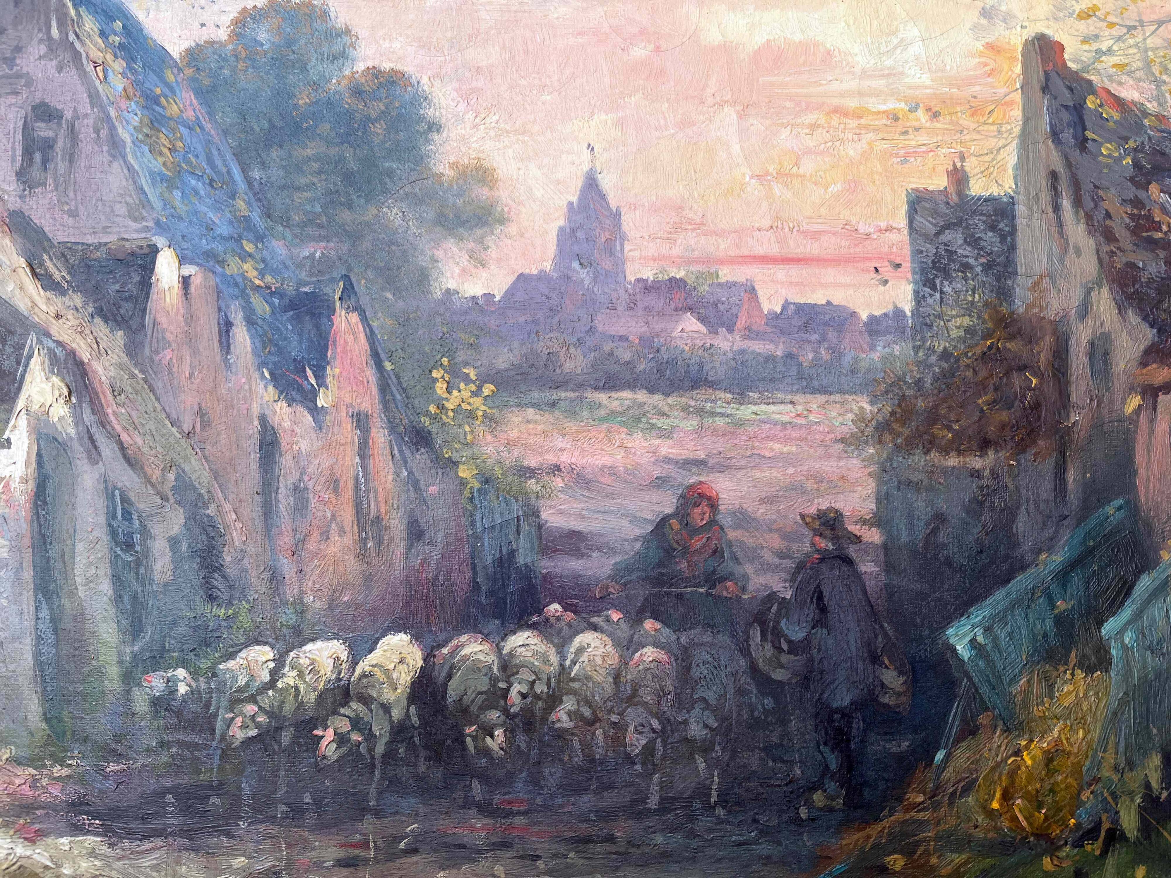 Pendant of HST Paintings "Animated farmyard" Paul DEVILLERS (XIX-XX)