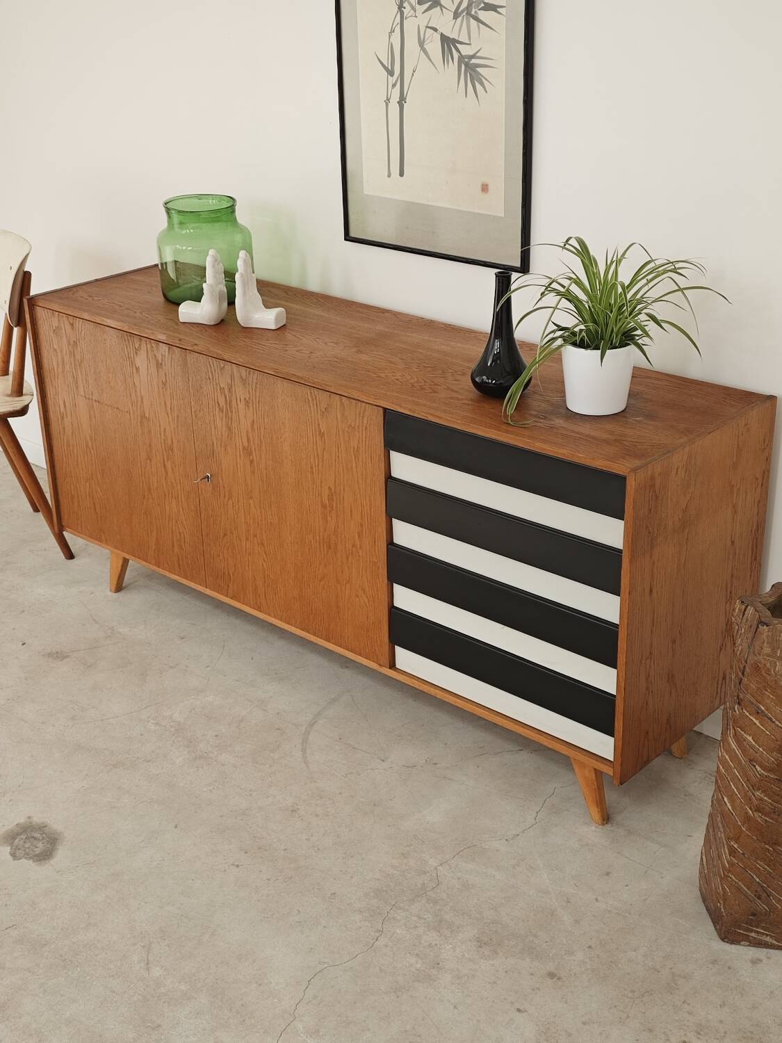 Black and white U 460 sideboard by Jiri Jiroutek for Interier Praha 1960