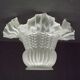 Pair French 1930s White Opaque Patterned Glass Replacement Shades 0161