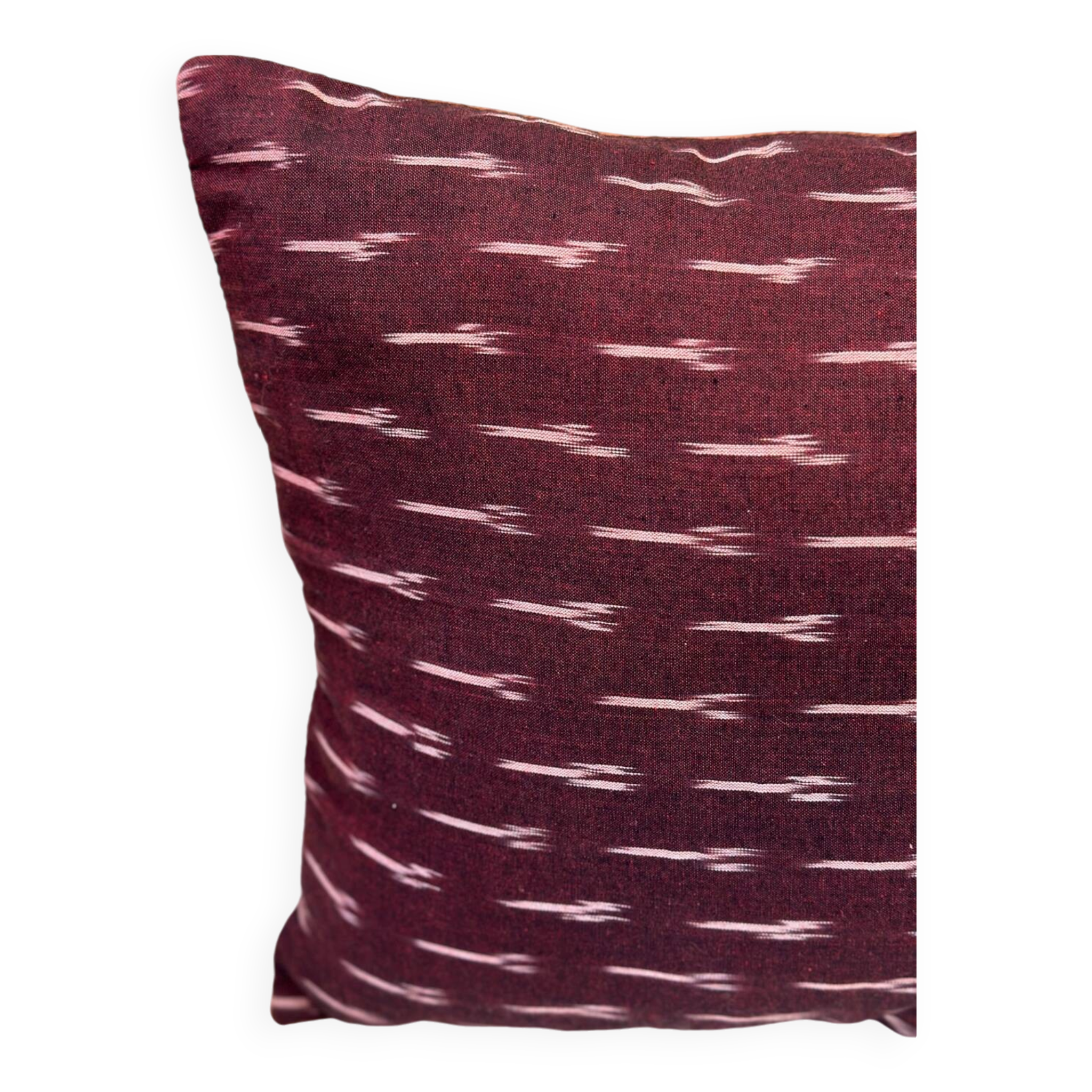 Indian blockprint cushion cover in burgundy cotton