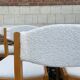 Six vintage 70s Baumann style chairs white buckle fabric