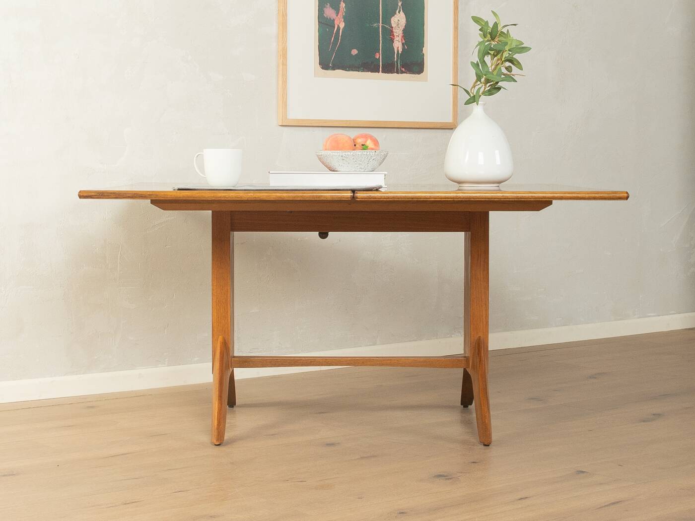 Unique dining/coffee table by Wilhelm Renz, 1950s, walnut, adjustable height