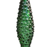 Large green Genie Empoli bubble glass bottle, Italy 1960s