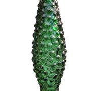 Large green Genie Empoli bubble glass bottle, Italy 1960s