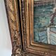 Vintage original Scandinavian harbor oil painting