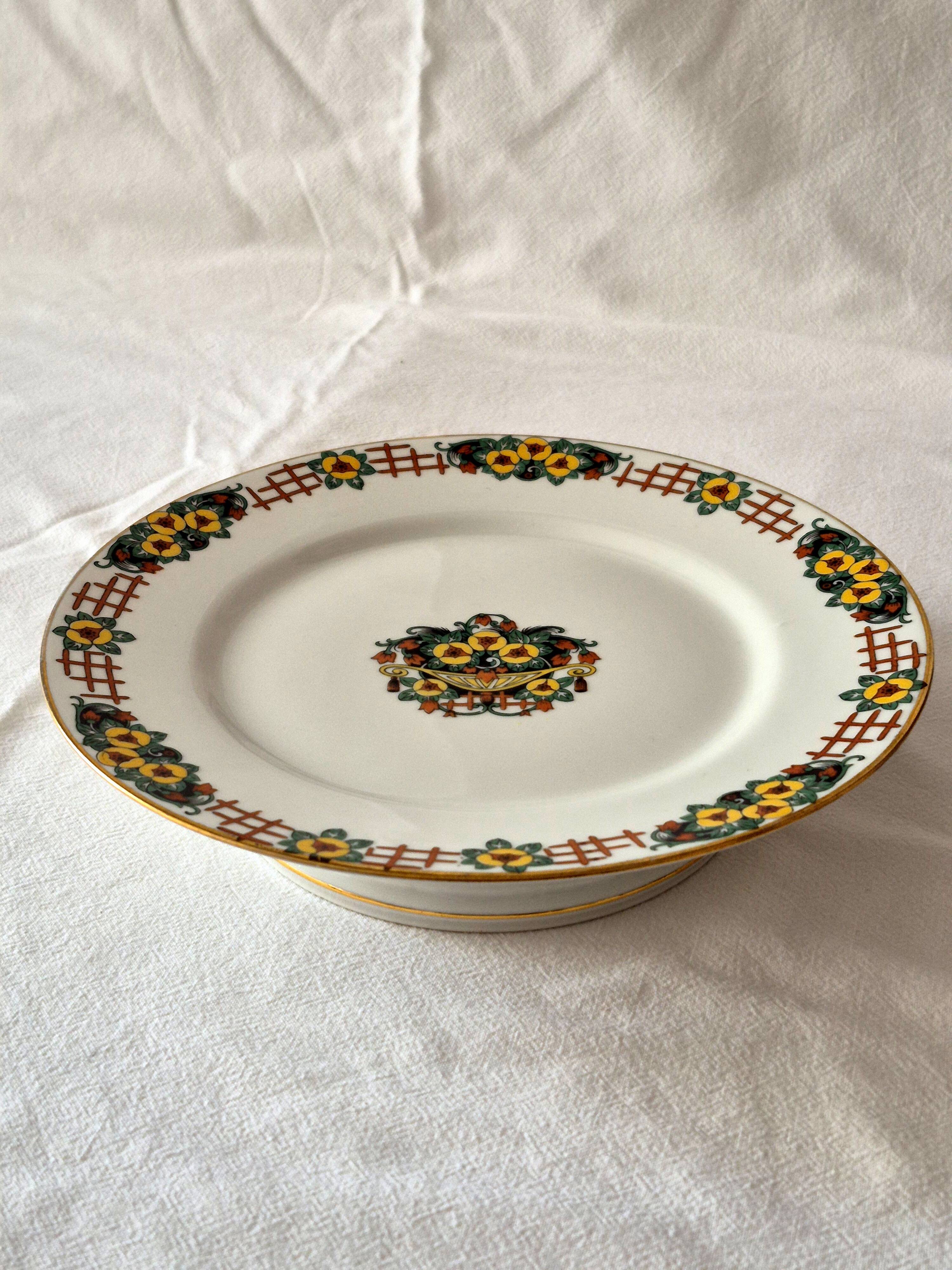Dish on Pedestal Art Deco, Limoges porcelain, André François, A569