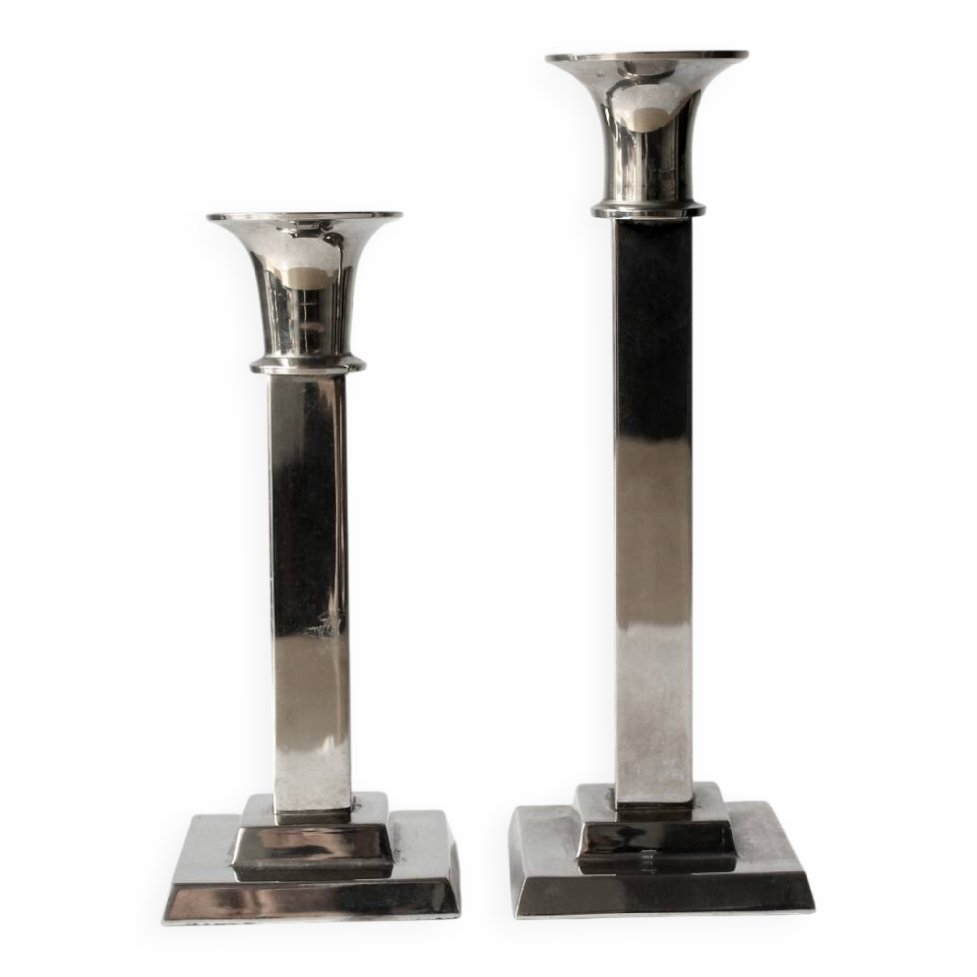 Art Deco Silver Plated Candlesticks Set