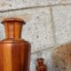 Pair of turned wooden vases – geometric design