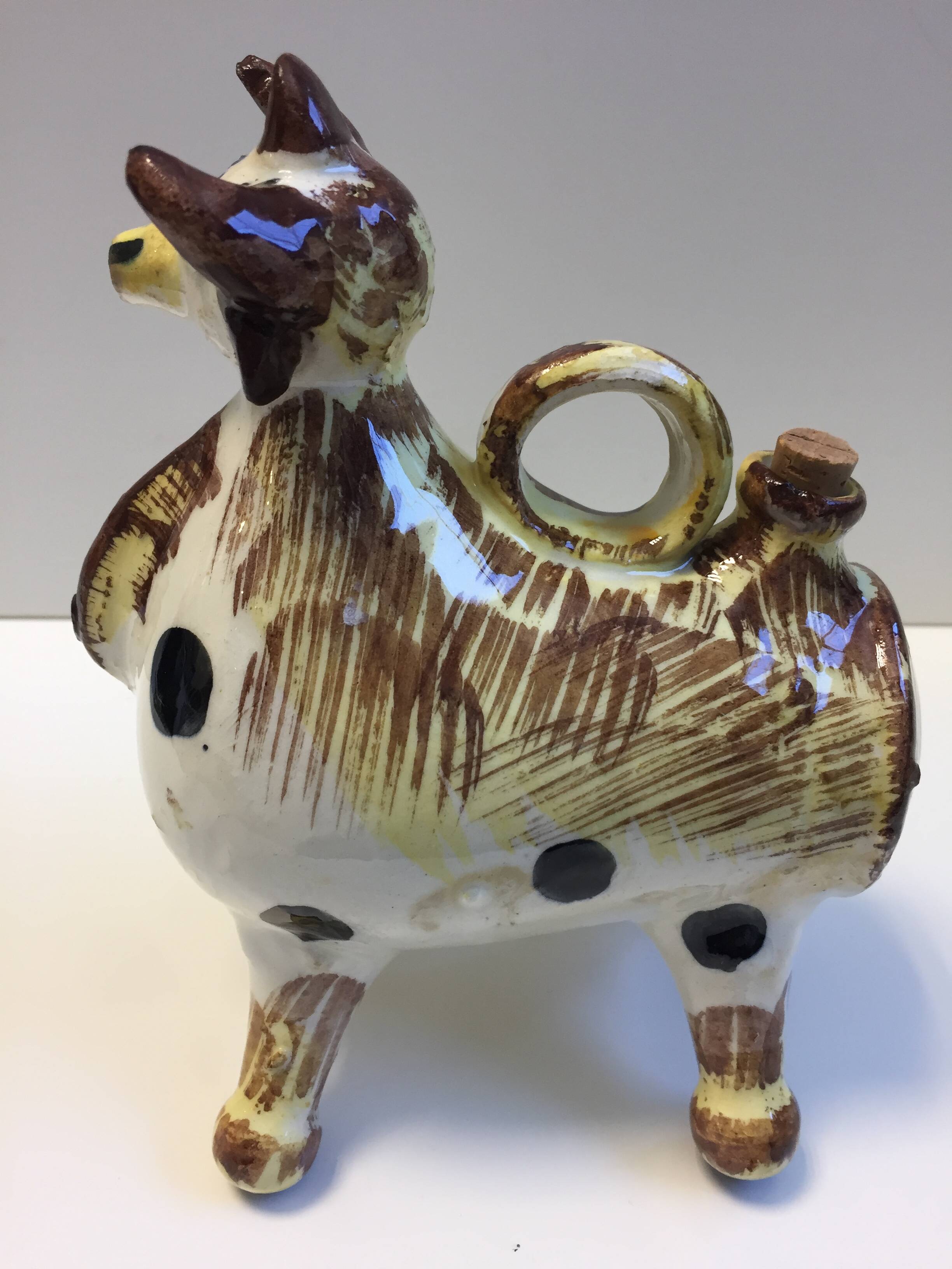 Small Jug Pitcher Pot Botijo Olive Oil Glazed Ceramic Spain