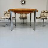 Naver Nissen and Gehl Scandinavian design round table with metal legs and wooden top