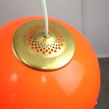 Suspension italienne Space Age en plexiglas orange et laiton, années 1970