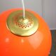Italian Space Age Orange Plexiglass and Brass Pendant Lamp, 1970s