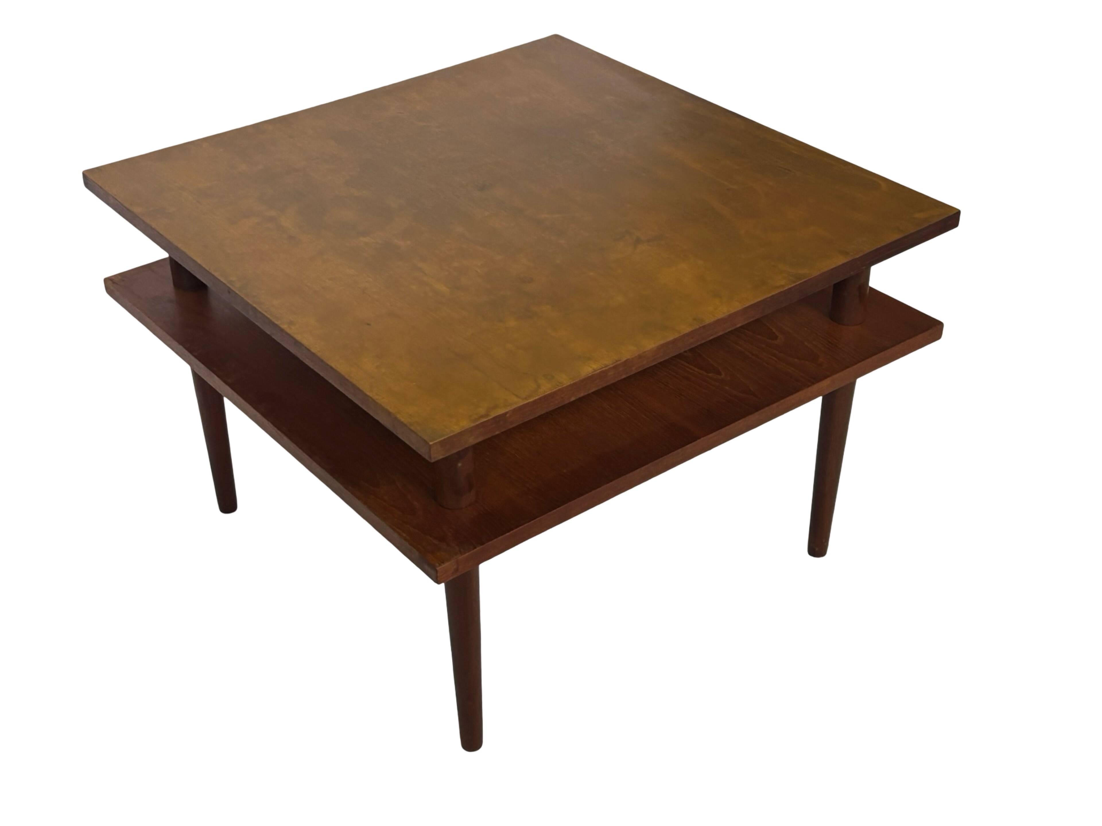 Vintage square coffee table in teak veneer, 1960s design