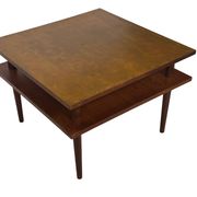 Table basse carrée vintage en placage de teck, design des années 1960