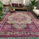 Antique tribal rug 332x240 cm wool oriental hand made carpet pink, purple, green