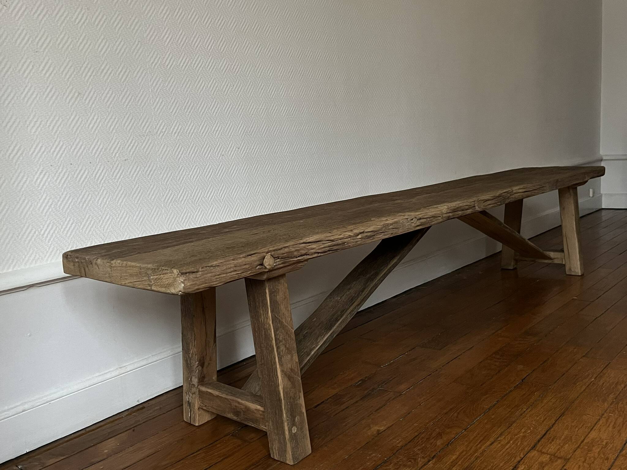 Millau bench solid oak antique - 200 cm