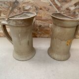 Antique pitcher old stoneware beige vintage