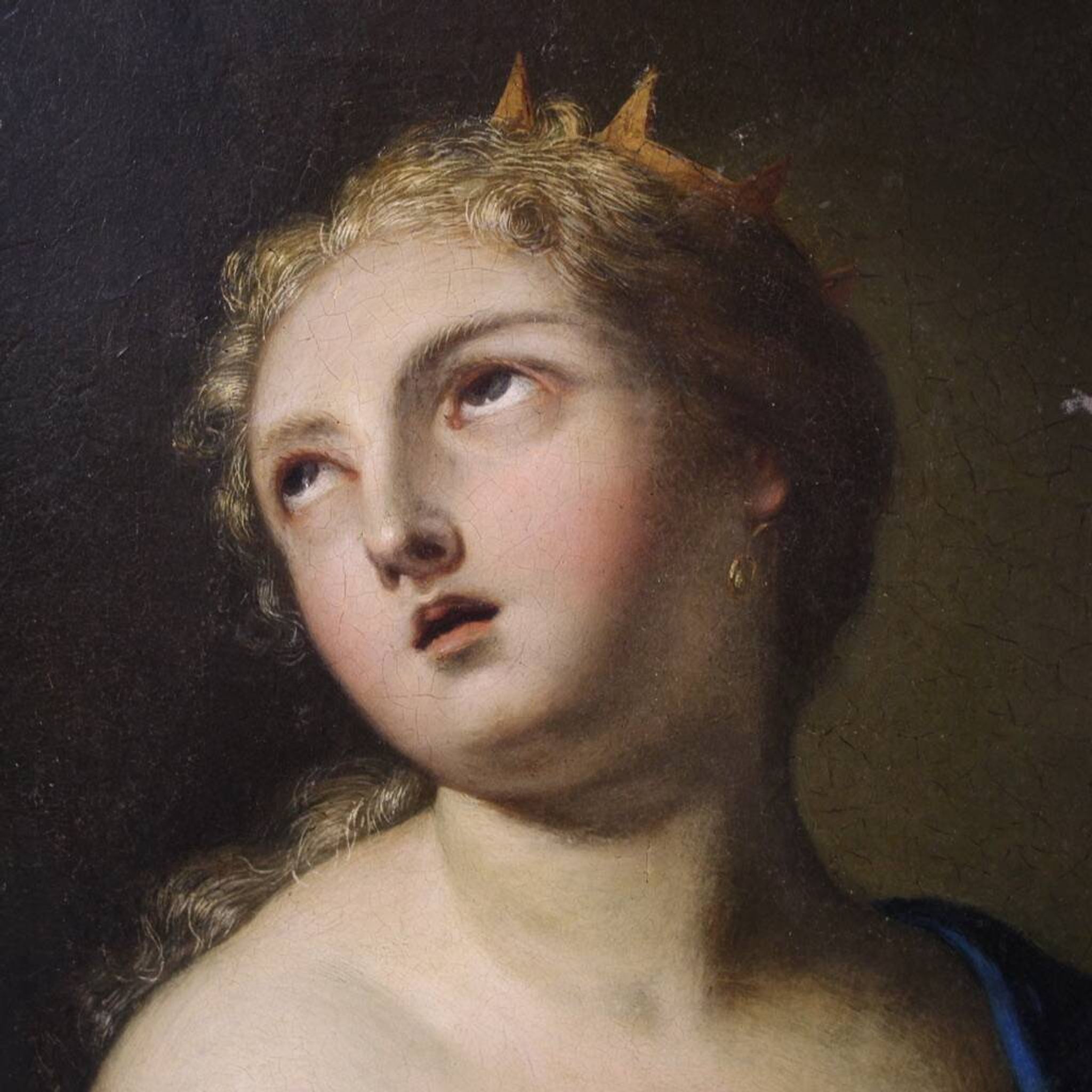 Peinture italienne du XVIIIe siècle sur cuivre, La Mort de Cléopâtre.