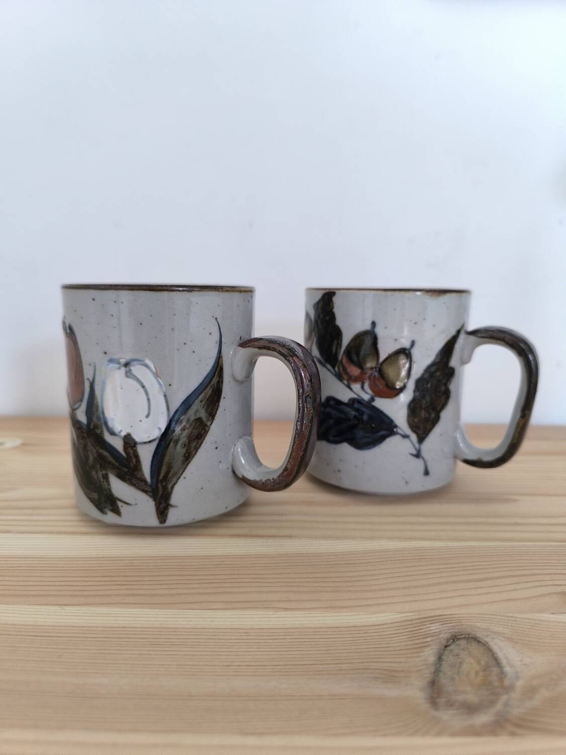 Pair of glazed stoneware mugs 1970