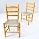 Antique low Traditional Andalusian Mediterranean Chairs made of Wood and Rope