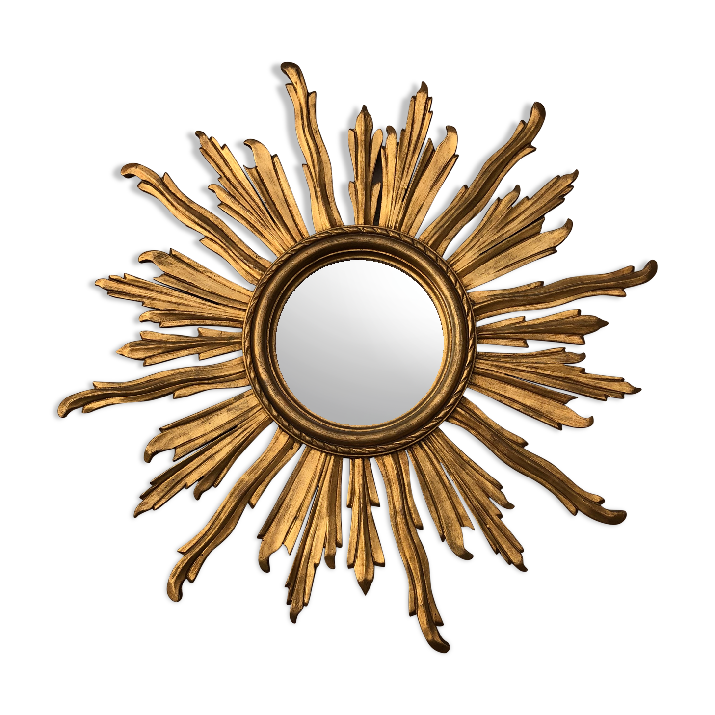 Mirror sun gilded wood diameter 82 cm