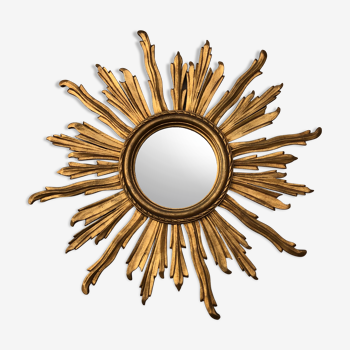 Mirror sun gilded wood diameter 82 cm