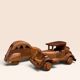 Pair of small handcrafted wooden cars