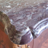 Louis XV chest of drawers marquetry and purple breccia marble