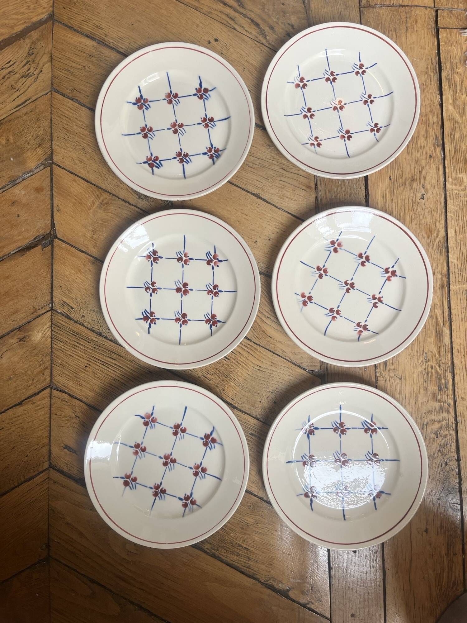 6 assiettes plates Badonviller modèle Normandie