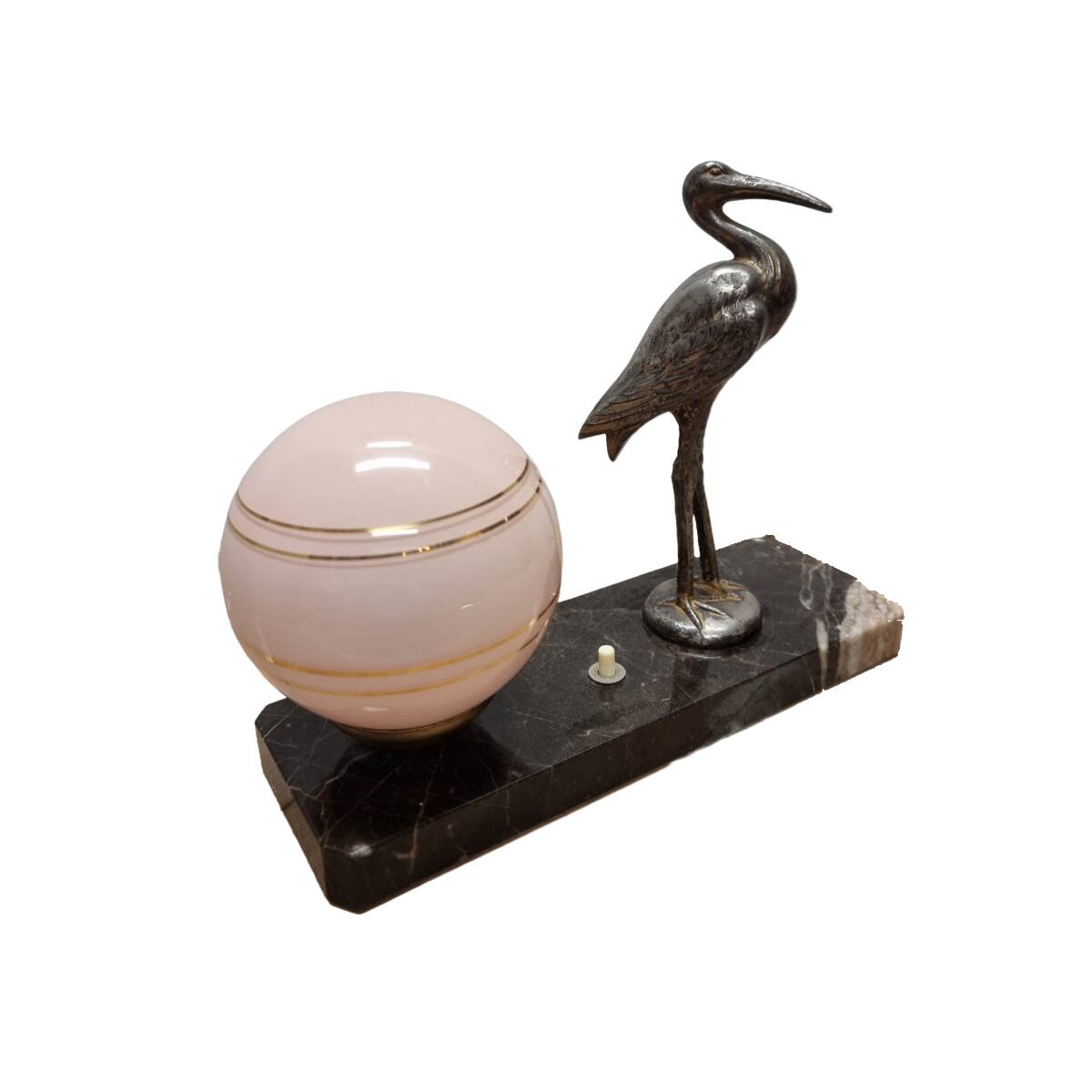 French Art Deco Lamp With A Heron, 1920/30s