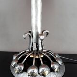 Important Stylized Wrought Iron Lamp with Glass Dome, c. 1930