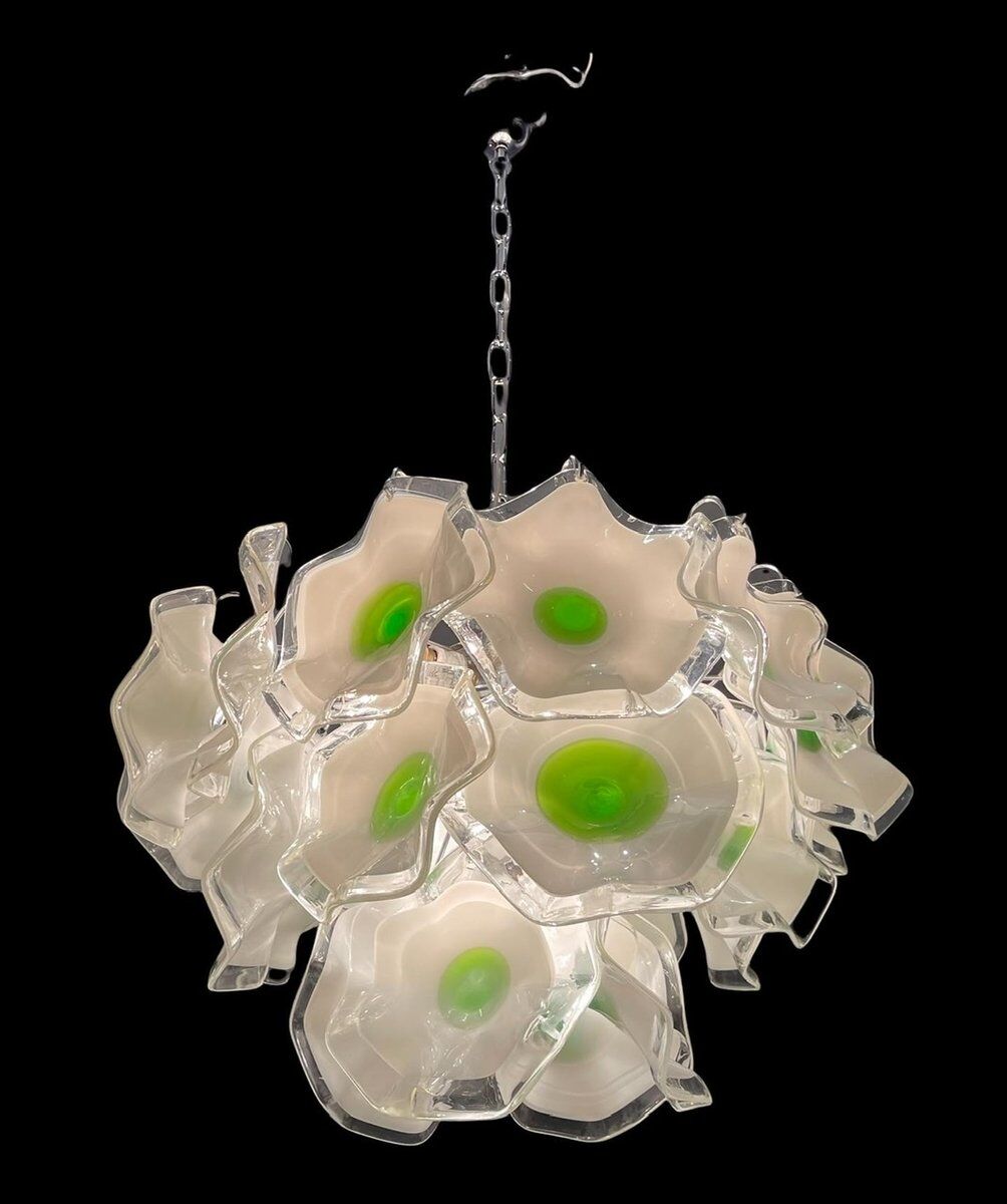 Italian murano glass disc chandelier, 1970s